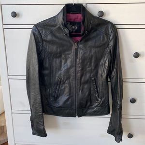 Authentic D&G black leather moto jacket